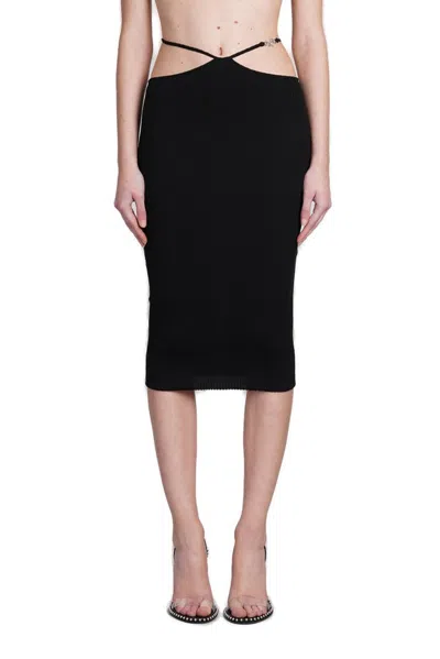 Amiri Black Staggered Midi Skirt