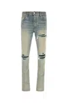 Amiri Mx1 Distressed Leopard Panel Skinny Jeans