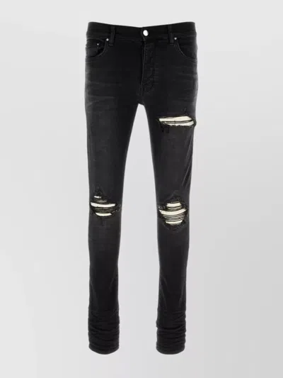 Amiri Stretch Denim Jeans Distressed Detailing In Black