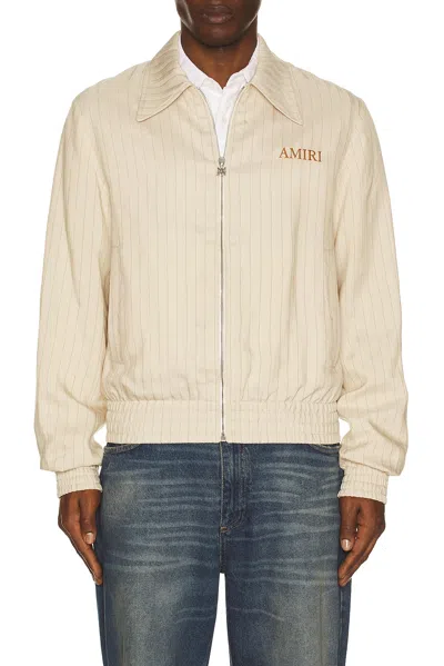 Amiri Striped Jacket Elasticated Cuffs Point Collar In Neutral