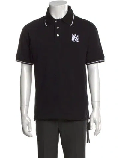 Pre-owned Amiri Striped Collar Polo Shirt In Black