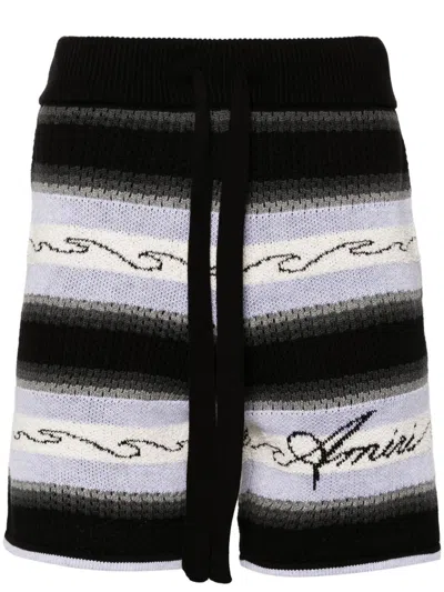 Amiri Black Striped Cotton Shorts