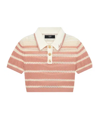 AMIRI STRIPED CROPPED POLO SHIRT