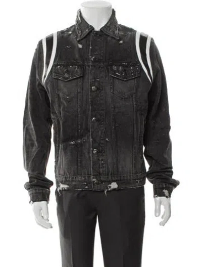 Pre-owned Amiri Striped Denim Jacket In Gray