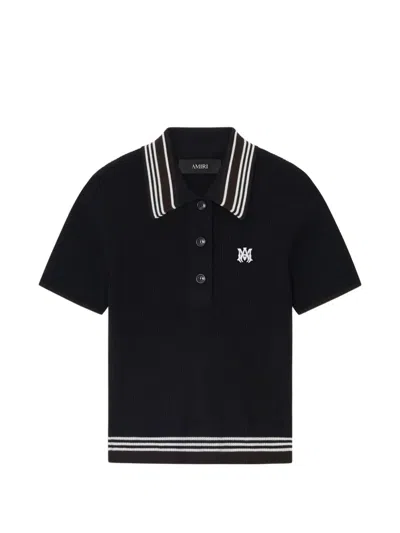 Amiri Striped-detail Polo Shirt In Black