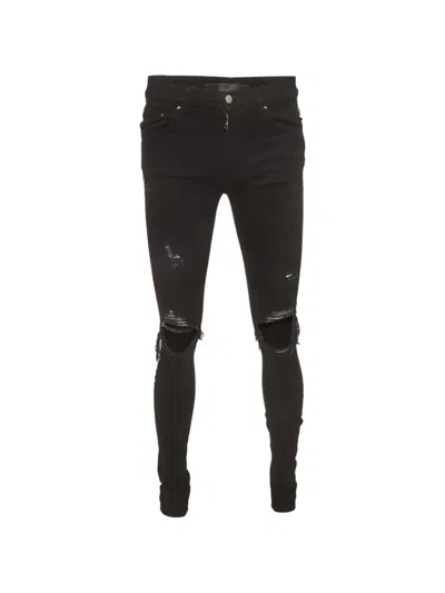 Pre-owned Amiri Striped Distressed Jeans In Black