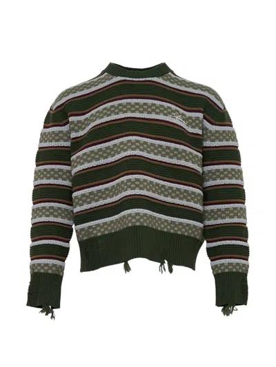 Amiri Striped Logo Crew-neck Sweater In Multi