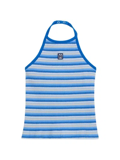 Amiri Kids' Striped Halterneck Top In Blue