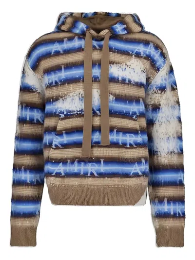 Amiri Striped Hoodie In Blue