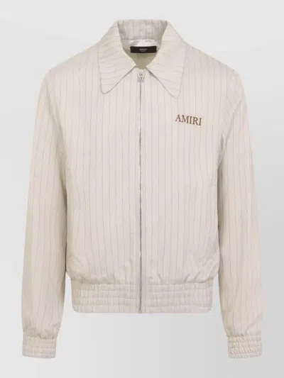 Amiri Striped Jacket Elasticated Cuffs Point Collar In Neutral