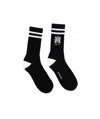 Amiri Logo-intarsia Ribbed Stretch Cotton-blend Socks In Black