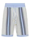 Amiri Script Stripe Knitted Shorts Drawstring In Blue