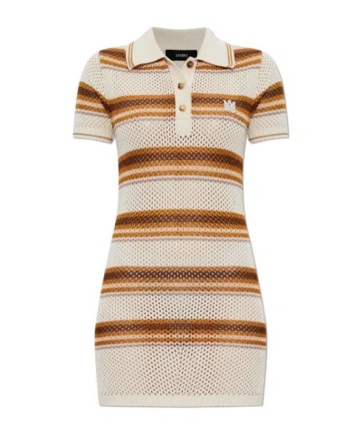 Amiri Womens Ma Stripe Polo Mini Dress In Brown