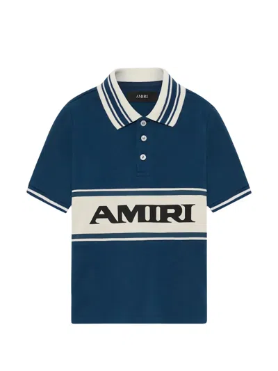 Amiri Kids' Striped Logo Polo Shirt In Multi