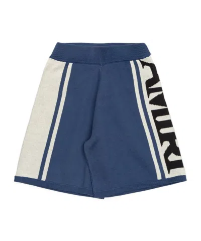 Amiri Striped Logo Shorts In Blue