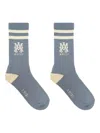 Amiri Striped Logo Socks In Blue