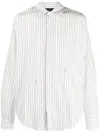 Amiri Striped Long-sleeved Concealed Button Shirt In White