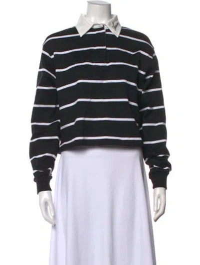 Pre-owned Amiri Striped Long Sleeve Polo In Black