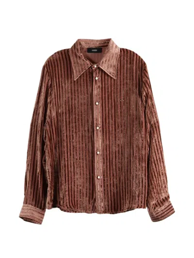 Amiri Striped-pattern Buttoned Shirt In Brown