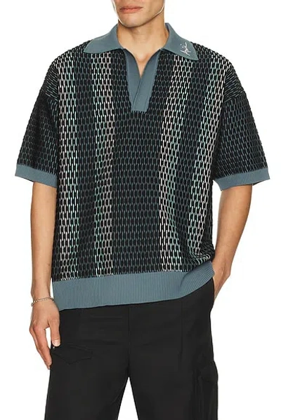 Amiri Striped Polo In Blue