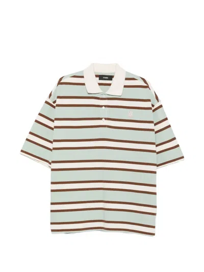 Amiri Striped Short-sleeve Polo Shirt In Green