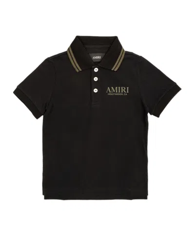 Amiri Striped-trim Polo Shirt In Brown