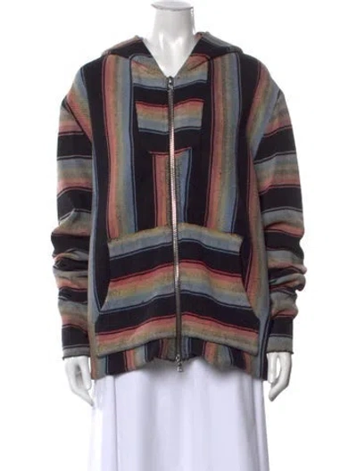 Pre-owned Amiri Striped V-neck Sweater In Black
