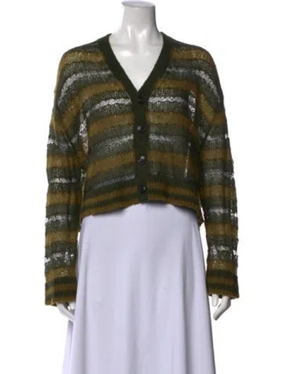 Pre-owned Amiri Striped V-neck Sweater In Green