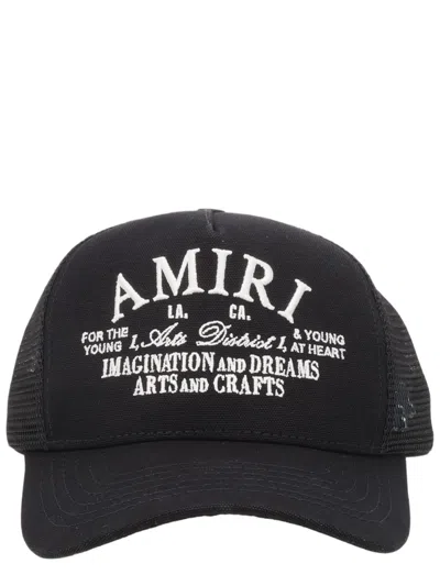 Amiri Structured Logo Embroidered Cotton Baseball Cap In Black