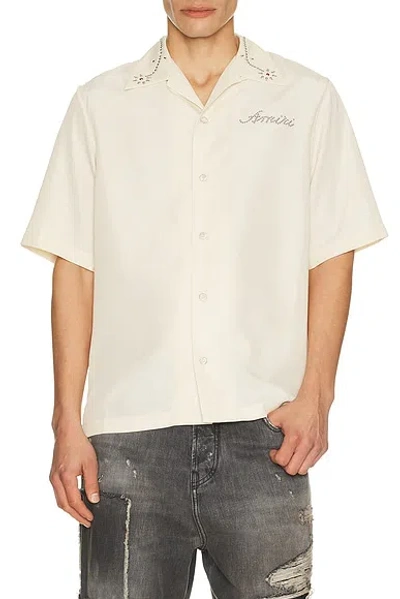 Amiri Embellished Camp Shirt In Neutral