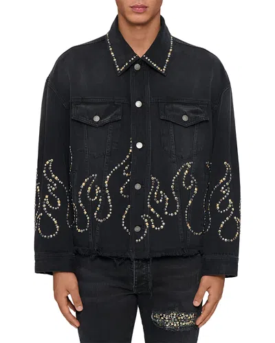 AMIRI AMIRI STUD FLAME COTTON TRUCKER JACKET