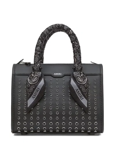 Amiri Stud Micro Triangle Satchel Bag In Black