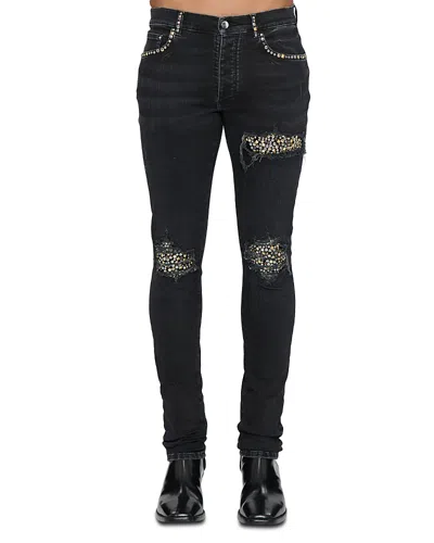 Amiri Stud Patch Skinny Fit Jeans In Vintage Black