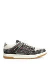 Amiri Skel Top Black Sneaker With Beads And Crystals Application And Logo On The Heel In Fabric And Cotton In Black
