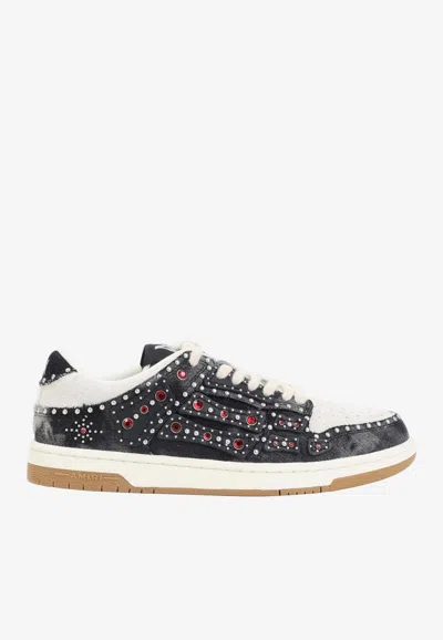 AMIRI STUDDED SKELETON LOW-TOP SNEAKERS