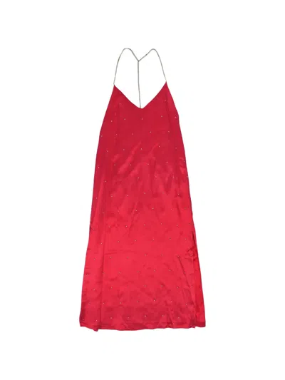 Amiri Studded Sleeveless Mini Dress In Red