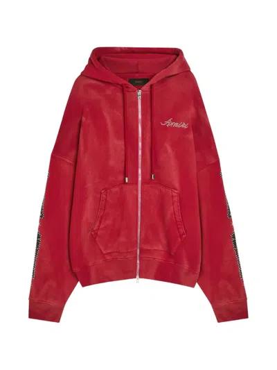 Amiri Long-sleeved Zip-up Sweatshirt In Red