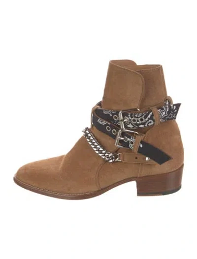 Pre-owned Amiri Suede Chain-link Accents Boots In Brown