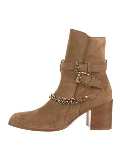 Pre-owned Amiri Suede Chain-link Accents Boots In Brown/neutrals
