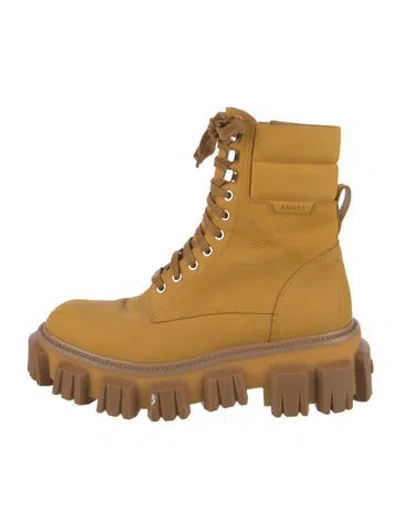 Pre-owned Amiri Suede Combat Boots In Yellow