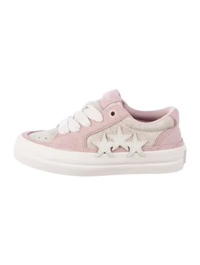 Pre-owned Amiri Suede Embroidered Accent Sneakers In White