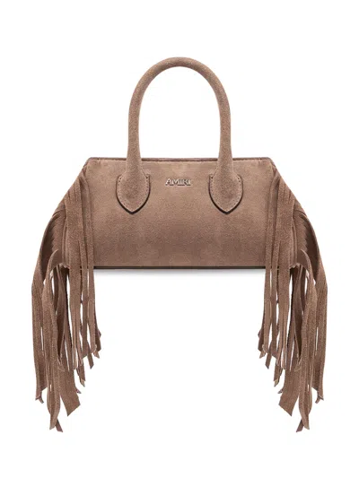 Amiri Suede Fringe Handbag In Brown