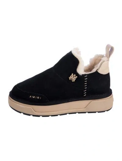 Pre-owned Amiri Suede Fur Trim Boots In Black