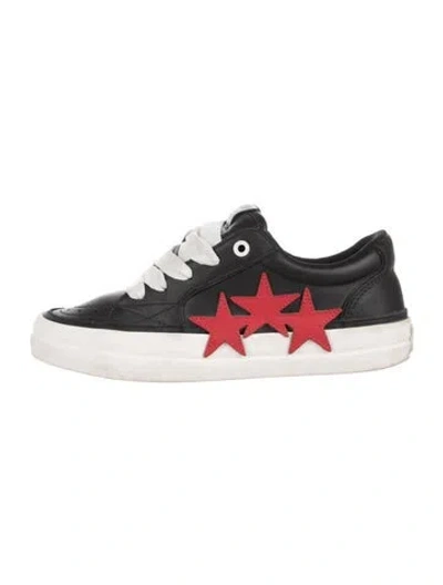 Pre-owned Amiri Suede Graphic Print Sneakers In Black