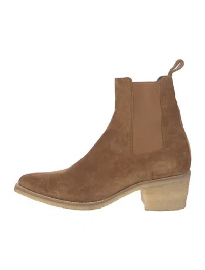 Pre-owned Amiri Suede Leather Trim Embellishment Chelsea Boots In Brown