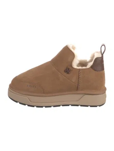 Pre-owned Amiri Suede Leather Trim Embellishment Snow Boots In Brown