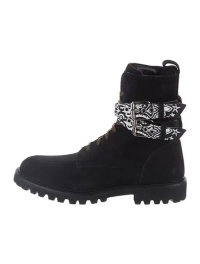 Pre-owned Amiri Suede Printed Lace-up Boots In Multi