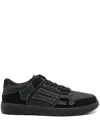 Amiri Sneaker Skel Top Low Black In Leather And Suede Men In Black