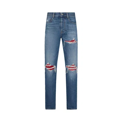 Pre-owned Amiri Suede Straight Mx1 Jean 'medium Indigo' | Blue | Men's Size 31