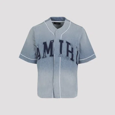 Amiri Blue Sunfaded Baseball Denim Shirt
